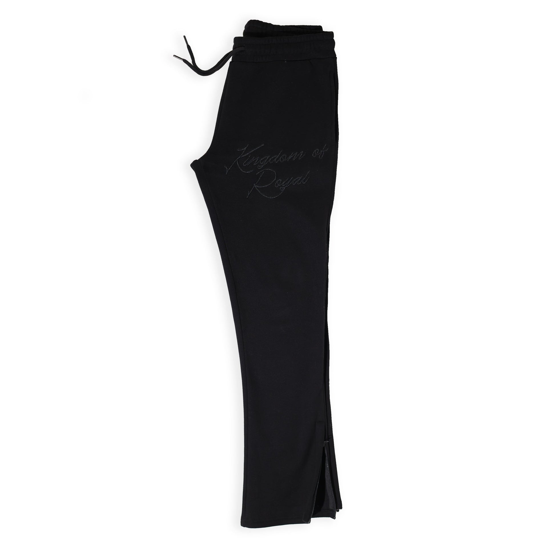 'Kingdom of Royal" Cursive Embroidery Joggers Brick Brown