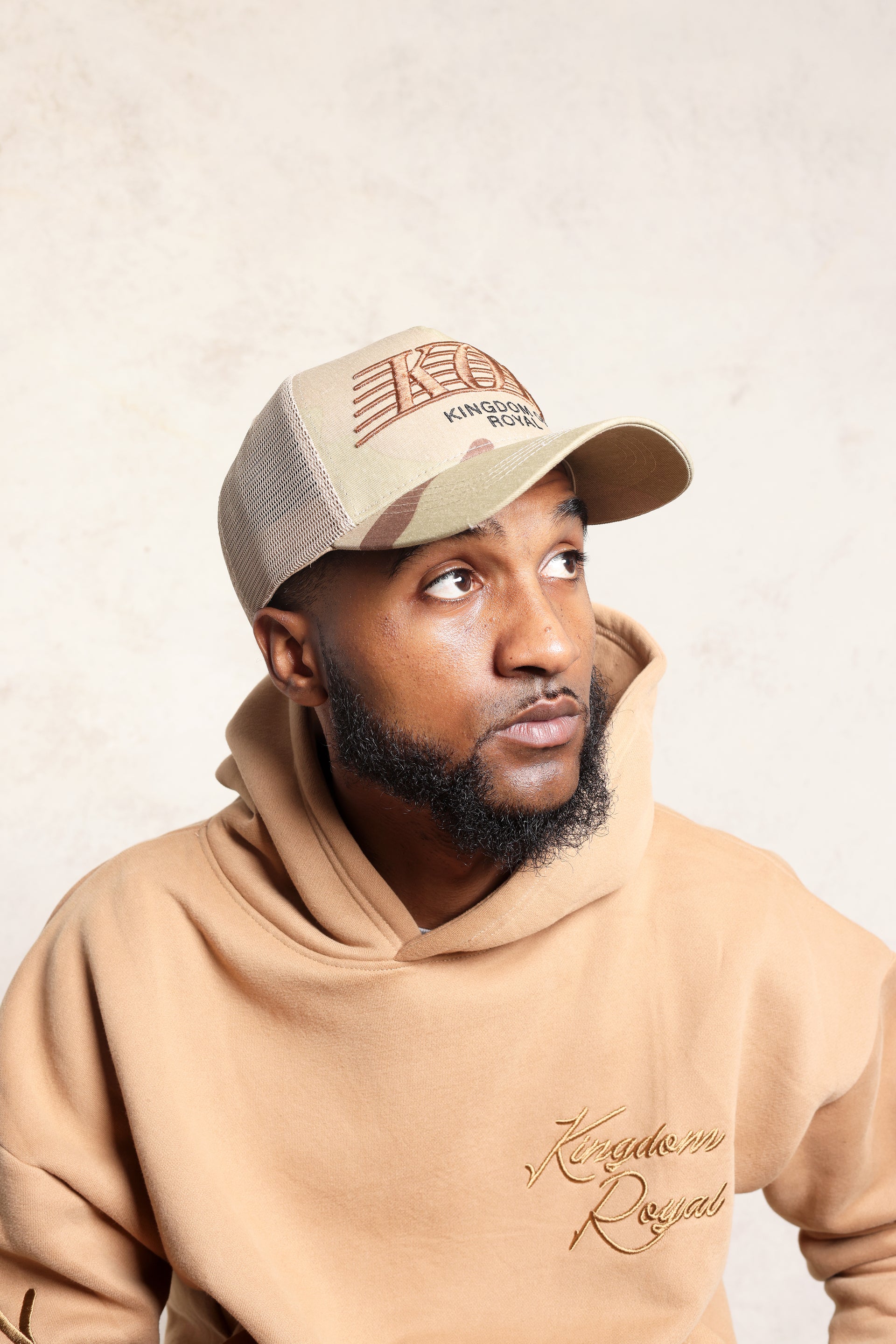 'Kingdom of Royal" Cursive Embroidery Tan