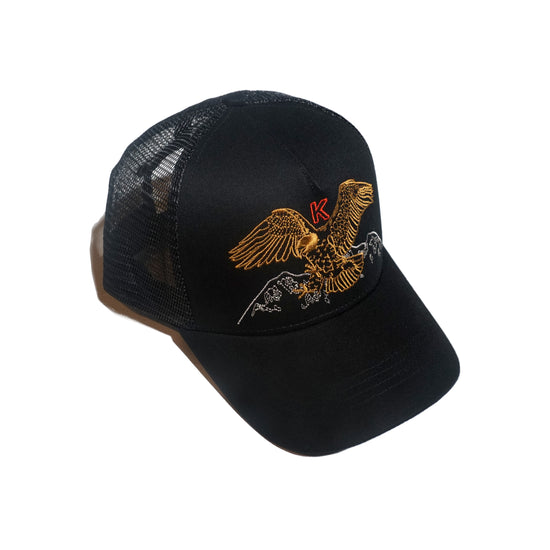 Eagle Trucker Embroidery Cap Black
